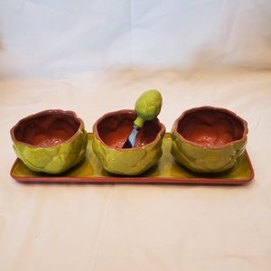 TAG Artichoke Sauce and Condiment 2008 Bowls & Tray Set
